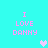 Pixelated cyan background with pink text "I LOVE DANNY" repeated four times and two pixelated hearts in light pink and light blue.