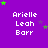 Purple background with repeated white text 'Arielle Leah Barr' and scattered green and purple stars in a