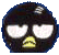 A black spherical character with white eyes and a yellow beak displays four sequential facial expressions against a gray background.