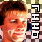 A 4-frame contact sheet of a pixelated animated icon showing three variations of a person's face with changing expressions and color shifts, alongside vertical text reading "LRRB" in different colors.