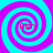 Four identical cyan and magenta spiral patterns arranged in a , each containing red text reading "Ash" at the center
