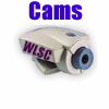 Six identical security camera icons arranged in two of three, each labeled with text above or below the camera