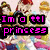 Pixelated animation of cartoon characters with pink text overlays reading "Im a lil princess but even I still lyk to have... FUN!" on black backgrounds.