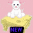 Pixelated icon with four quadrants: white cat on cheese, dog in car, frog on rock, and duck near chair.