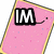 Animated pink rectangular icon with yellow border and sprinkles, displaying sequential text overlays: 'IM', 'GETTINGGLASSES!', 'EW!!!!!' over smiling face expressions.