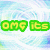 Pixelated text in green and pink boxes on a light blue background with white cloud-like shapes.