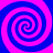 Four identical spirals in alternating blue and pink hues arranged symmetrically on a solid background.