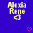 Yellow text 'Alexia Rene' with a heart symbol on a blue background, featuring pink heart animations.