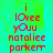 Red pixelated text on a green-to-blue gradient background with gray bottom section, displaying 'i love you natalie parker' in two identical vertical arrangements.