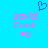 Blue heart icon above pink text 'David Cook =D' on cyan background, two identical static frames.
