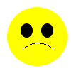 Four yellow circular faces with black eyes and downturned mouths on a gray background, each showing slight variations in eye position.