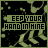 Animated sequence of a green and black patterned background with the text "KEEP YOUR HAND IN MINE" displayed in pixelated font, showing progressive character degradation across frames.