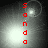 Four grayscale show a circular light source with a red vertical text string; the light source shifts position