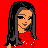 Pixel art of a woman with long dark hair in red top and black pants against solid red background, text reads 'you're toxic im slippin undern'