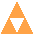Six pixelated triangular icons arranged in two , each with a central inverted triangle cutout, displayed on a gray background