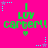 Bright pink background with green text reading "I LUV carter!!" and small heart symbols, surrounded by light blue star-shaped pixel clusters.