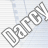 A 48x48 pixel animated buddy icon showing the text "DARK" in a stylized font, displayed across two frames of an animation with visible anti-aliasing and transparency effects on a light gray striped background.