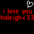 Pixelated red text on black background with white heart symbol above, repeating 'i love you haleigh <33' in two identical horizontal lines.