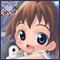 A cartoon girl with brown hair and blue eyes holds a white bird, her expression shifting across frames.