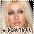 Two side-by-side pixelated frames of a blonde woman's face with the word "BEAUTIFUL" and star symbols, displayed as an animated contact sheet.