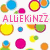 Pixelated image with pink text reading "ALLIEKINZZ AND SARAHKINZFOREVER<3" over colorful circles and shapes on white background.