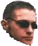 identical male head portraits with sunglasses, each tinted in a different color