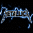 A 4-frame contact sheet of animated Metallica-themed buddy icons featuring stylized text and logo variations on a black background with gray transparency.