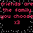 Pixelated text in pink on black background with white dots, repeating 'friends are the family you choose' three times per line.