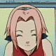 Six- of a pink-haired anime character in red sleeveless top with blue hair ties, showing sequential eye and mouth expressions