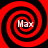 Four identical red and black spiral patterns arranged in a , each containing the text 'Max' at its center
