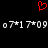 Red pixelated heart symbol above white pixelated text on black background.