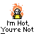 Pixel art contact sheet showing three frames of an animated buddy icon with a burning stick figure and text variations.