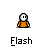 Pixelated character with white face and orange shirt, four identical static frames with 'Flash' text below each.