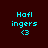 Four identical pixelated text displays with cyan letters on dark brown background, each showing "Hafl ingers <3" in a