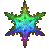 A star-shaped icon with green, blue, and purple gradient colors appears in multiple sizes across a