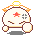 Pixelated angel character with halo, red star on chest, and gray cross symbol; four poses show shifting arm positions while maintaining consistent facial expression.