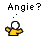 Pixelated character in yellow shirt with white head, showing text changes and pink symbols replacing hands