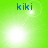 Green background with blue text 'kiki' and white light effects in four quadrants, showing animation changes across frames.