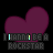 purple heart-shaped icons with animated text reading "I HANNA BE A ROCKSTAR" in pixelated colors over a black background