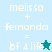 Four display text 'melissa + fernanda = bf 4 life' with a star symbol; two versions show teal stars, one shows white stars