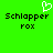 Green background with black text 'Schlapper rox' and a white pixelated heart symbol above the left instance of the text.
