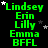 Green text listing names and 'BFFL' on black background with scattered white and gray stars, animated star positions.