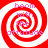 Red and white spiral pattern with pink text reading 'boom with the attitude' in four quadrants.