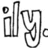 Black and white stylized text with red overlay text reading 'ilysmc<3' on a white background.