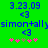 Green background with blue text and symbols, including numbers, arrows, a name, and pink-and-brown asterisks.