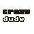 A 3x3 grid of pixelated 'crazy dude' text animations with varying color schemes and small downward-pointing arrows beneath the word 'dude'.