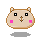 Pixel art of a light brown hamster-like character with black square eyes, pink cheek squares, and a small nose, displayed in four variations against a gray background.