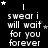 Black background with white pixelated text repeating 'I swear I will wait for you forever' and small white stars scattered around the text.