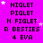 A static image with a bright pink background displays repeated text and small white stars in four