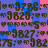 Pixelated of repeating numerical sequences with heart symbols on a blue and pink background